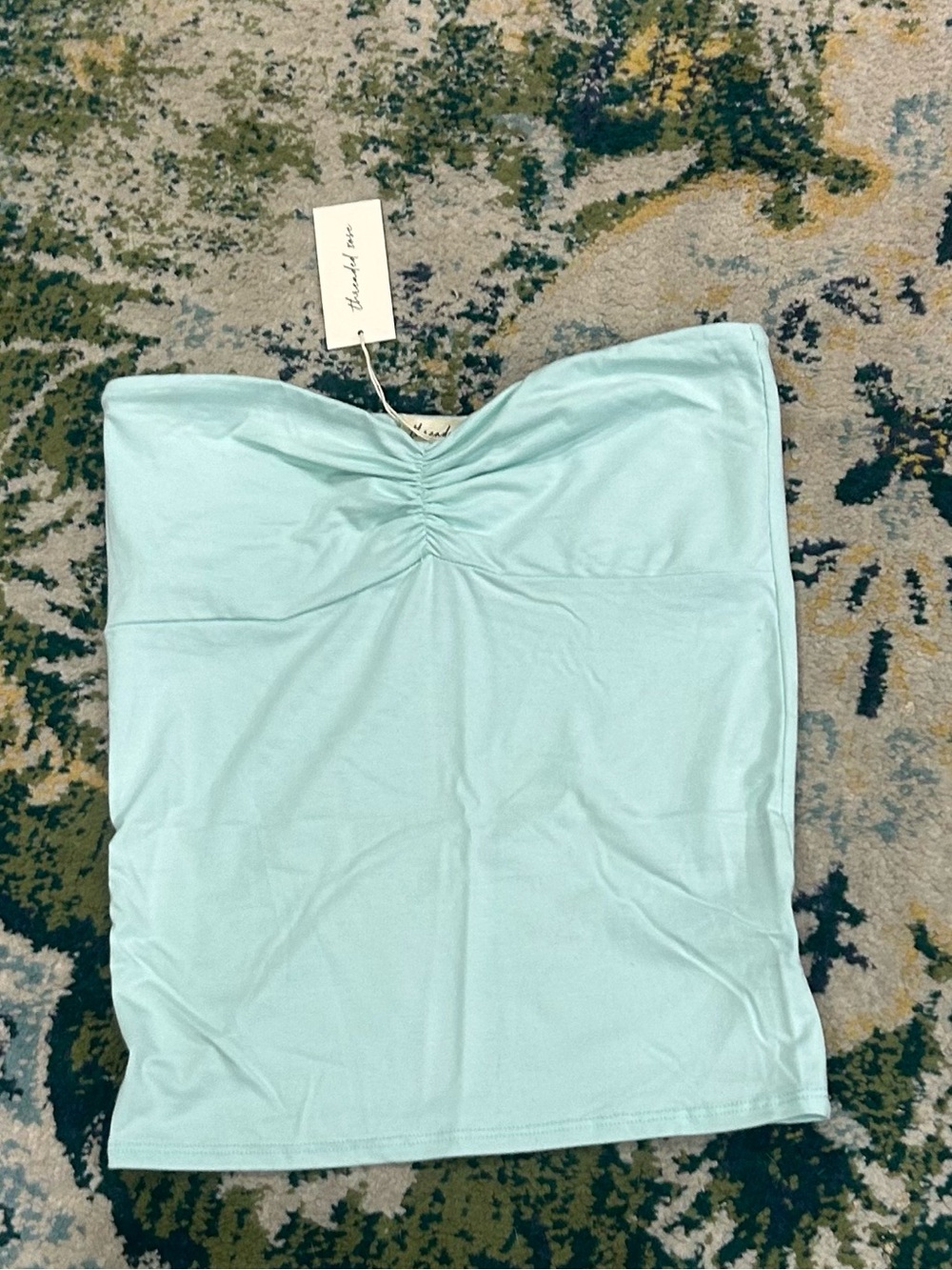 NEW light aqua strapless tube top covers stomach juniors size medium